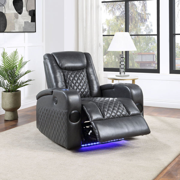 Alair - Leather Aire Power Motion Recliner With Bluetooth, Wireless Charger Cupholder - Dark Gray - Best Buy Furniture