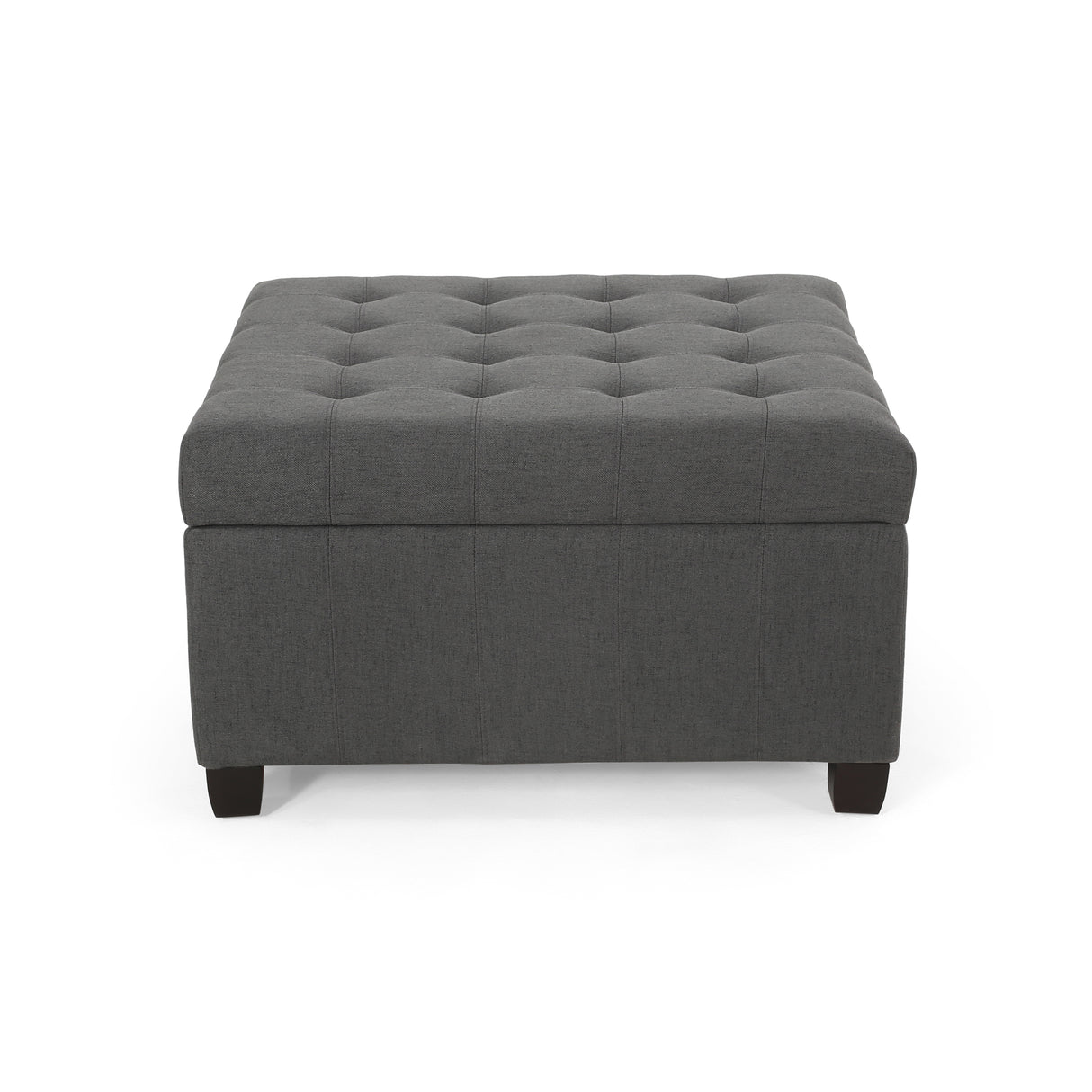 Upholstered Tufted Fabric Storage Ottoman