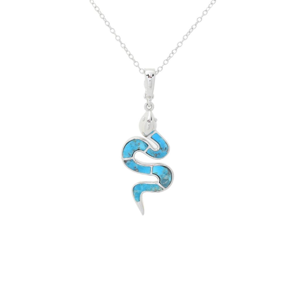 Elemental Gems Choice of Animal Blue Mohave Turquoise Inlay Pendant w/ Chain