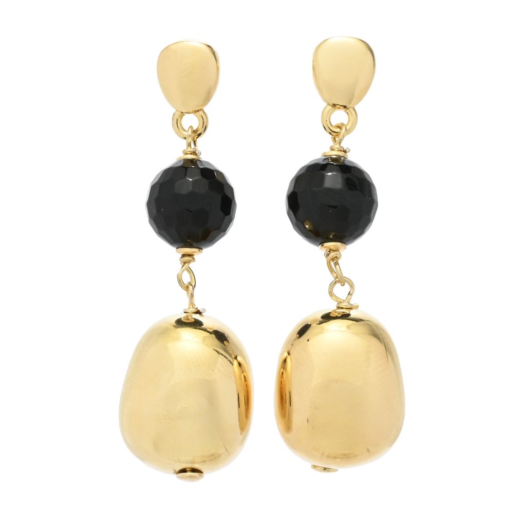 Verona Gioielli 18K Gold Plated Choice of Gemstone 1.75" Dangle Earrings