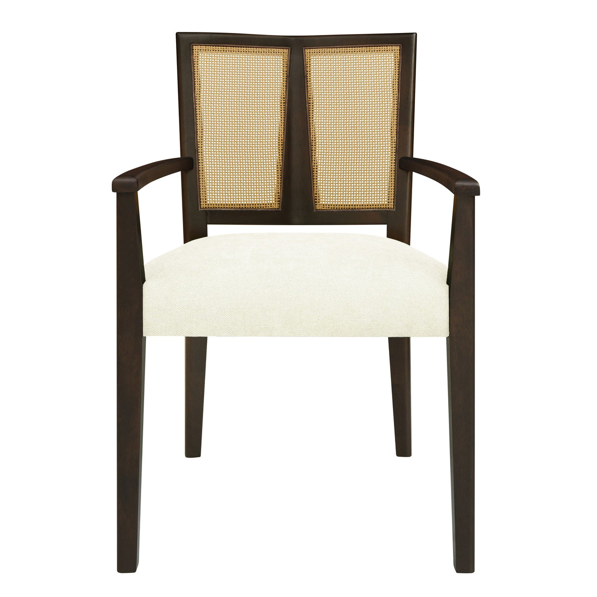 Mid Century Modern Arm Dining Chair Set With Rattan Backrest - Best Buy Furniture