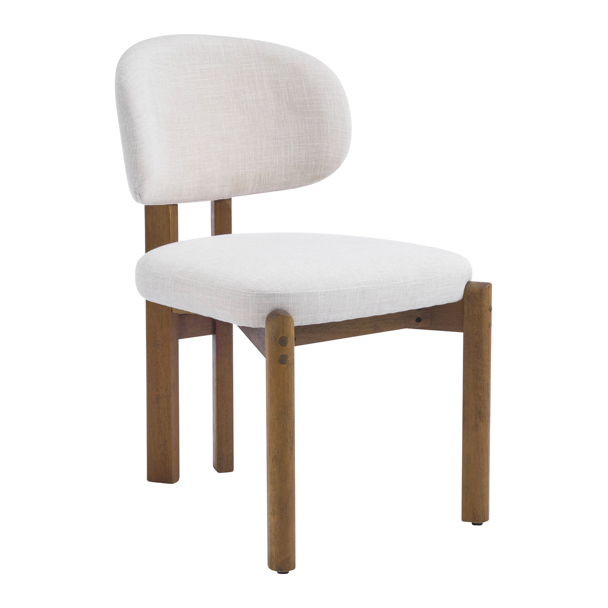 Beige Upholstered Mid-Century Dining Chair