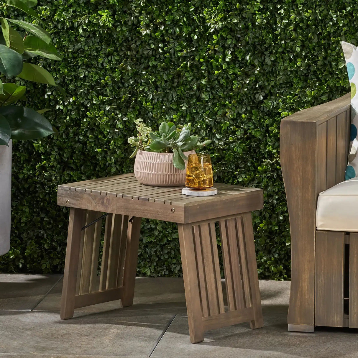 Temptation - Outdoor Foldable Side Table With Slat Design - Best Buy Furniture