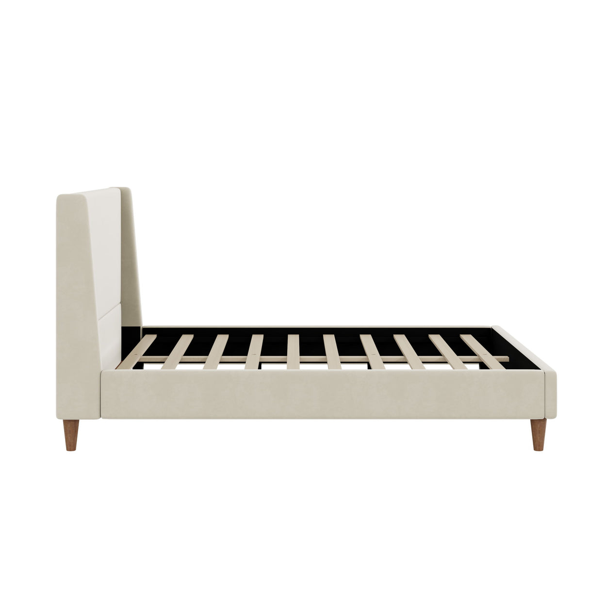 Upholstered Modern Platform Bed With Wingback Headboard