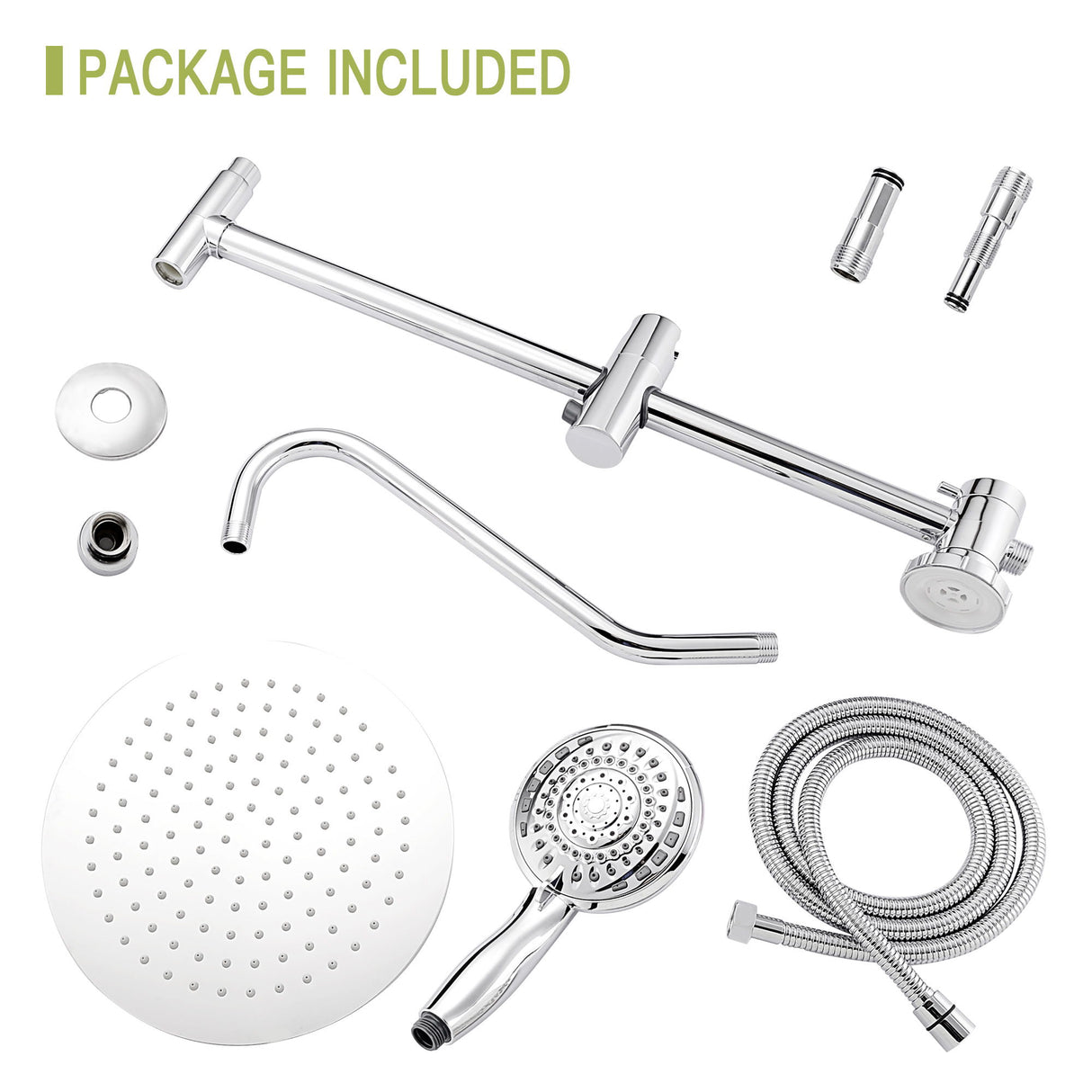 Shower System With 5 Function Rain Hand Shower And Slide Bar Combo