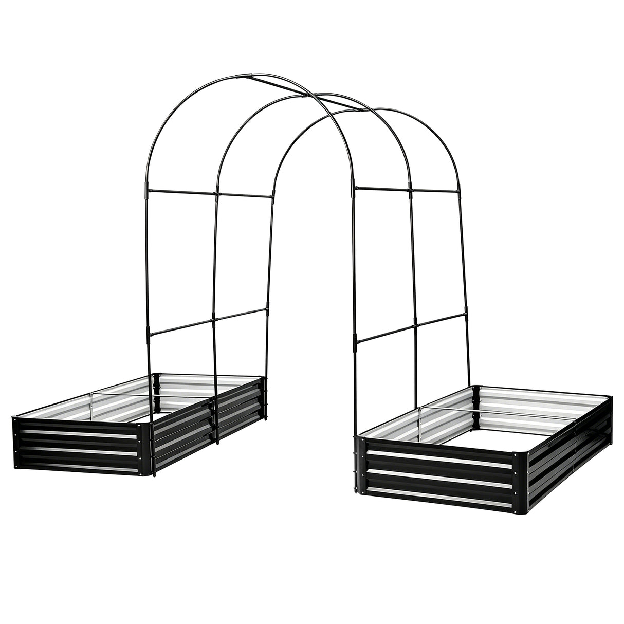 Raised Garden Bed with Arch Trellis, 2 Pack Metal Planter Boxes