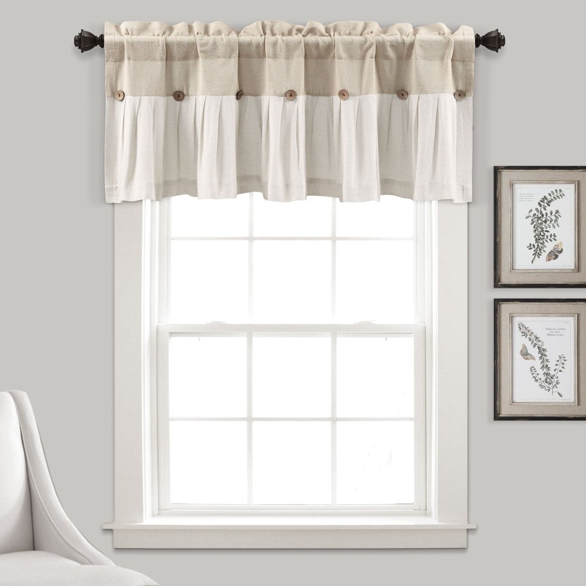 Linen Button Valance Window Panel