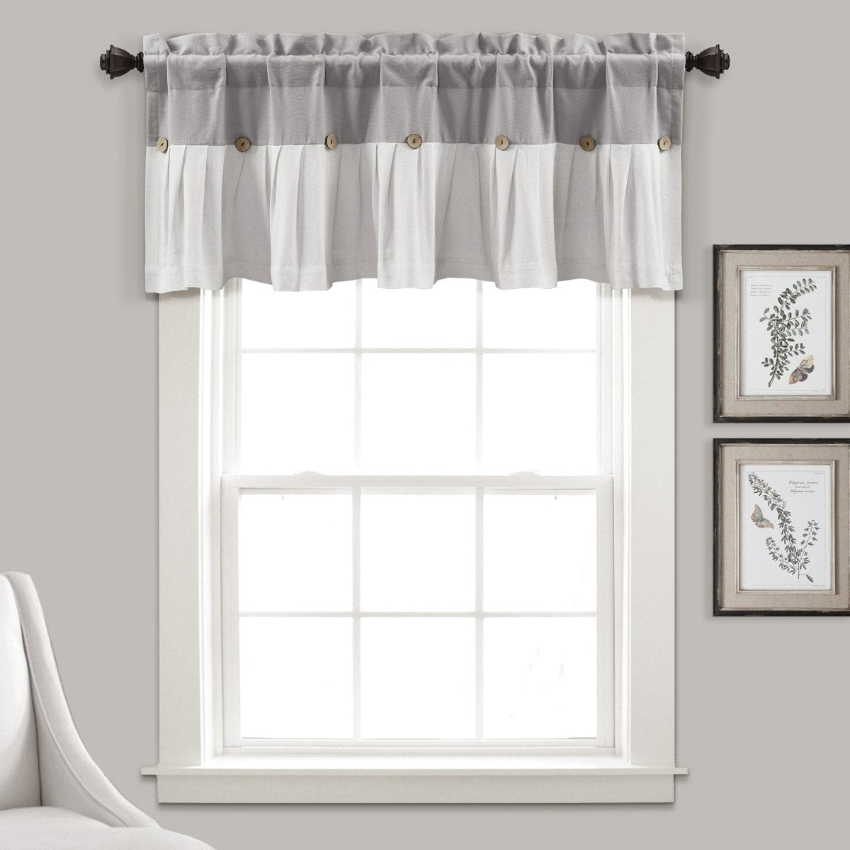 Linen Button Valance Window Panel