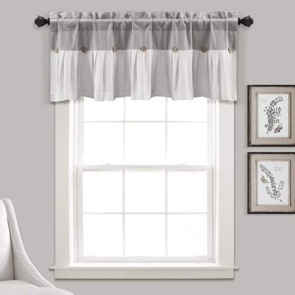 Linen Button Valance Window Panel
