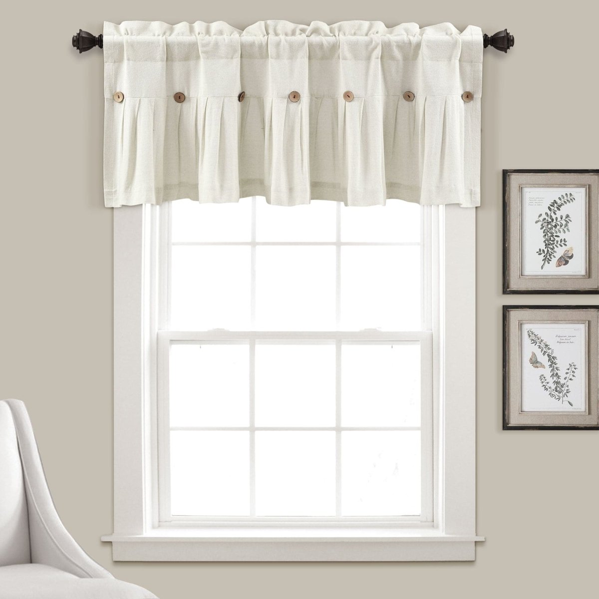 Linen Button Valance Window Panel