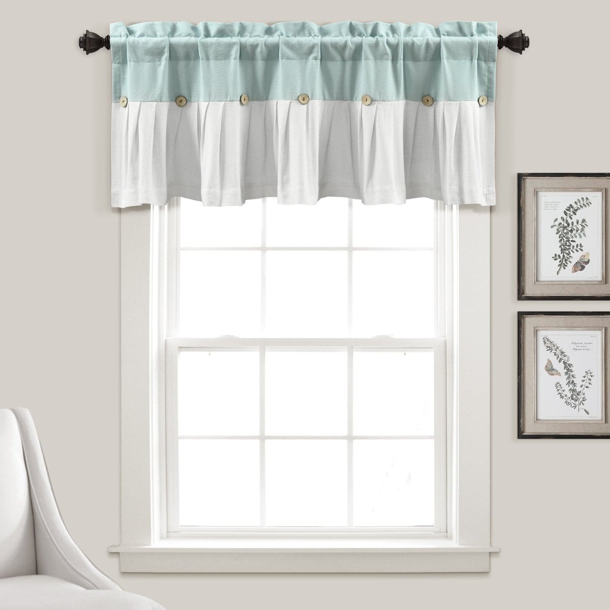 Linen Button Valance Window Panel
