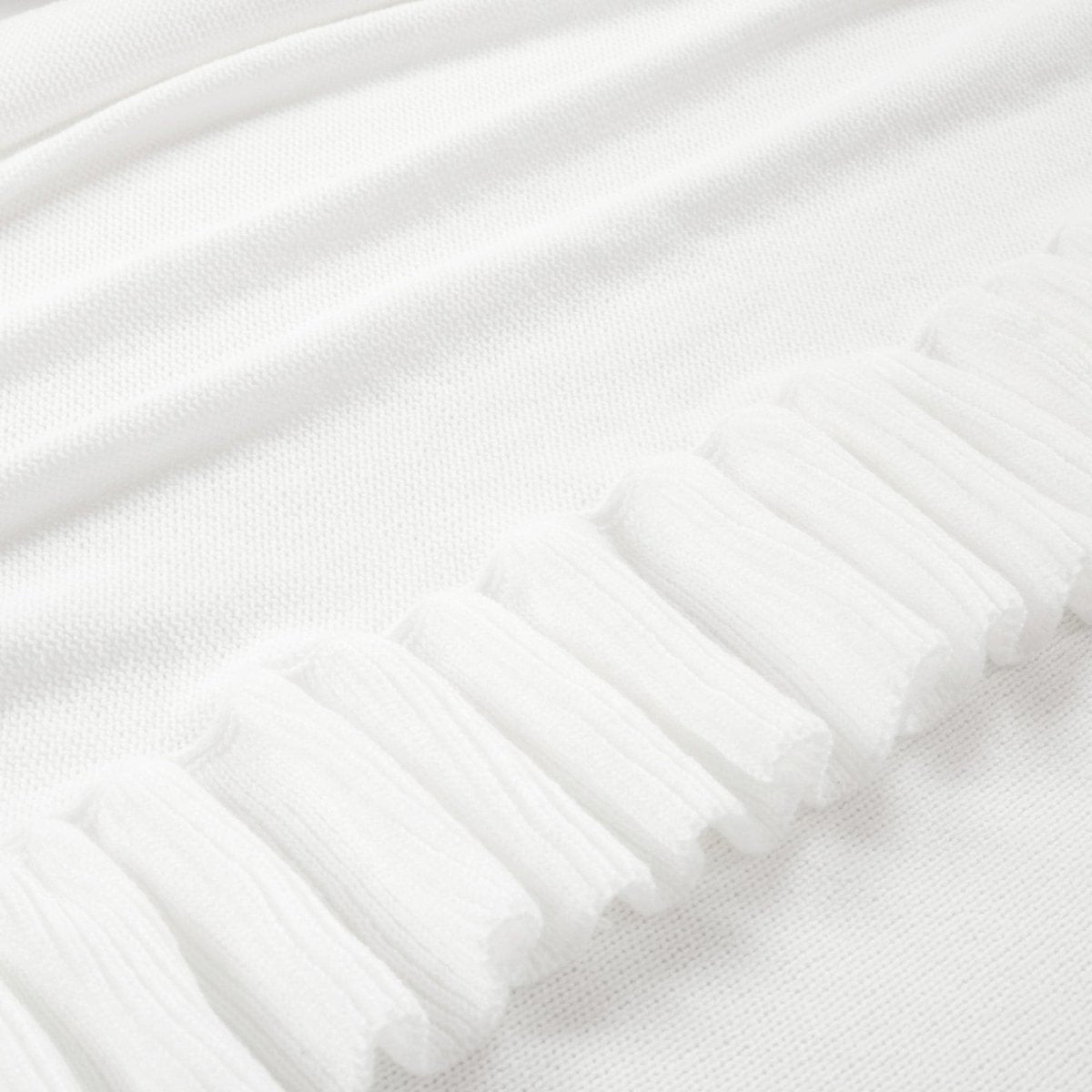 Reyna Soft Knitted Ruffle Blanket/Coverlet
