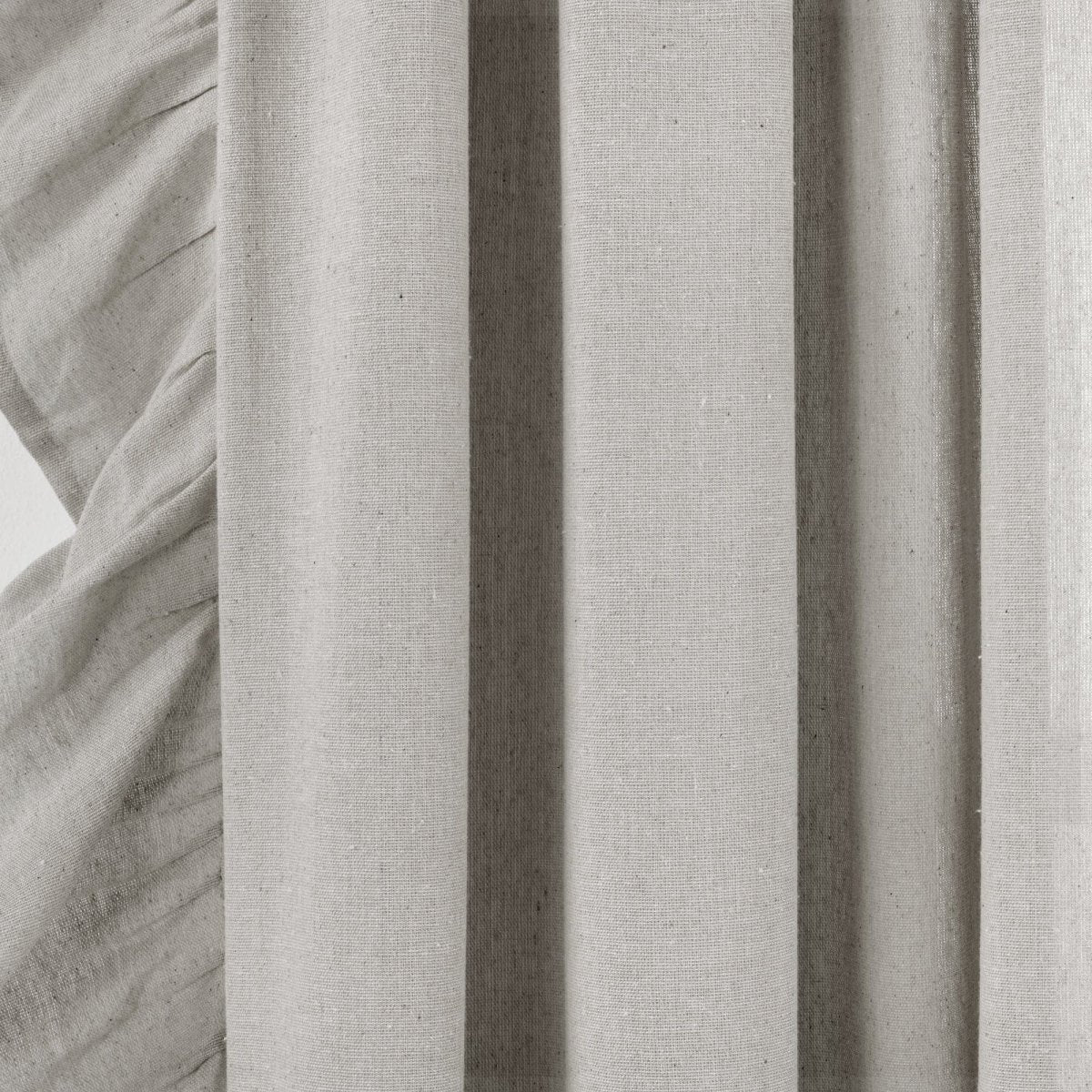 Faux Linen Ruffle Window Curtain Panel