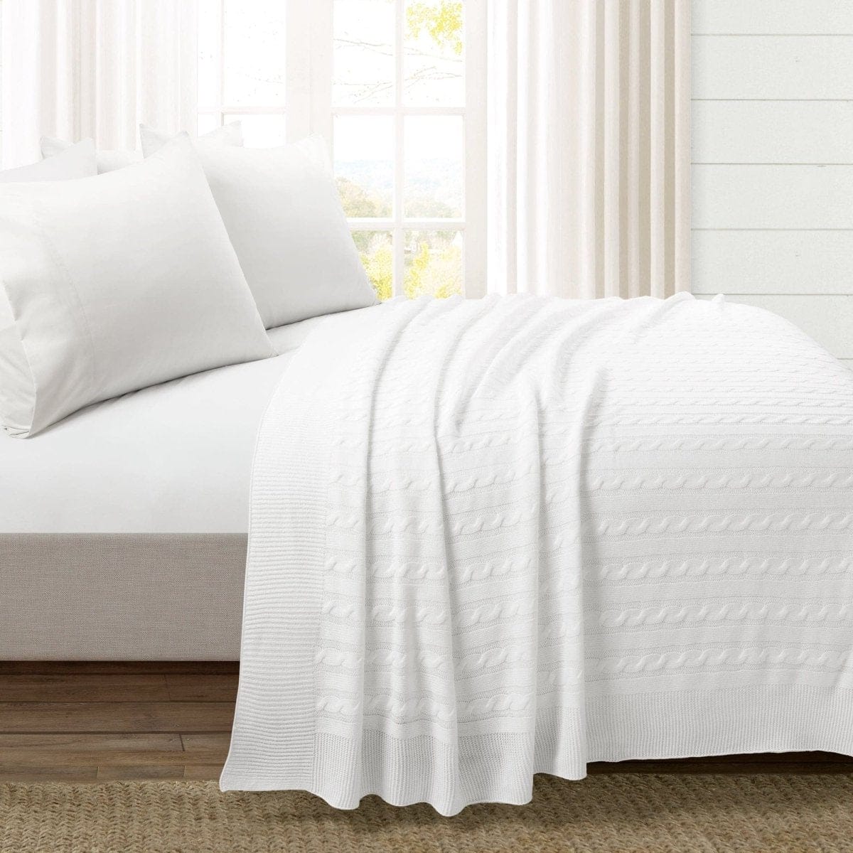 LushDecor Cable Soft Knitted Blanket/Coverlet