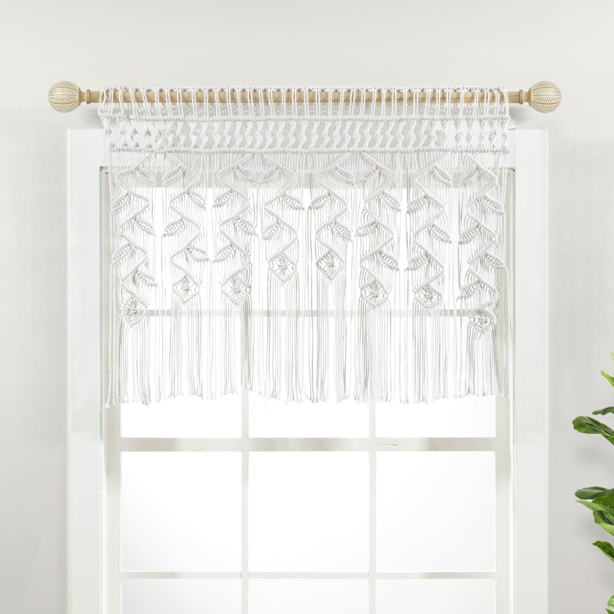 LushDecor Boho Macrame Leaf Cotton Valance