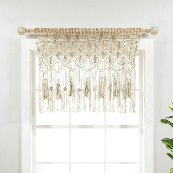 Boho Macrame Tassel Cotton Valance 40"W x 30"L