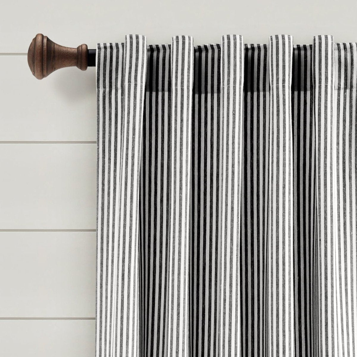Farmhouse Vintage Stripe Recycled Cotton Blend Window Curtain Panel Set