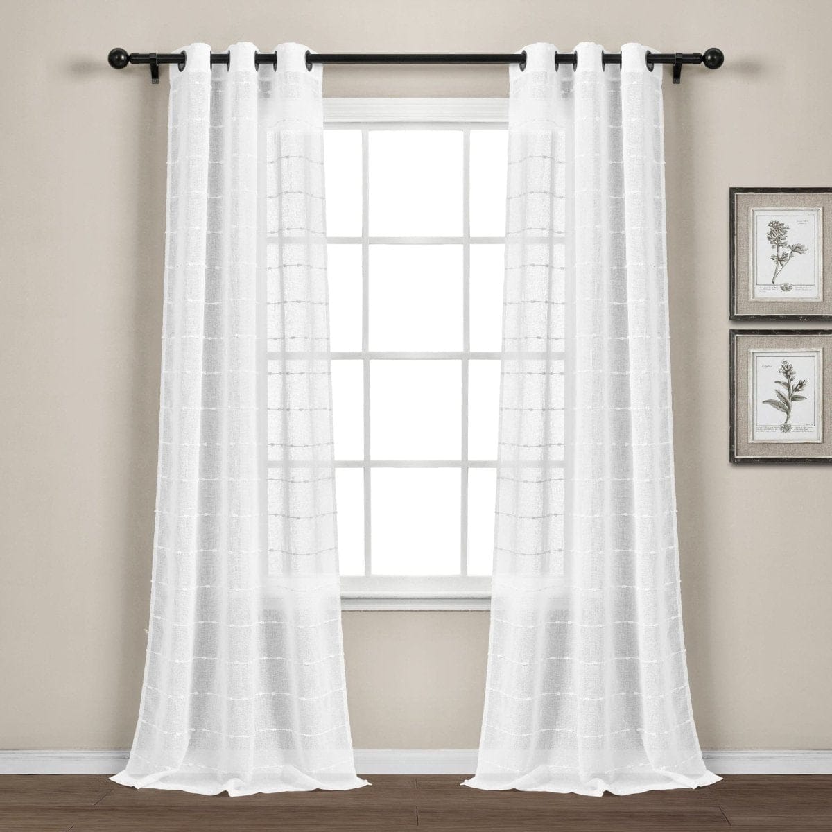 LushDecor Farmhouse Textured Grommet Sheer Indoor/Outdoor Window Curtain