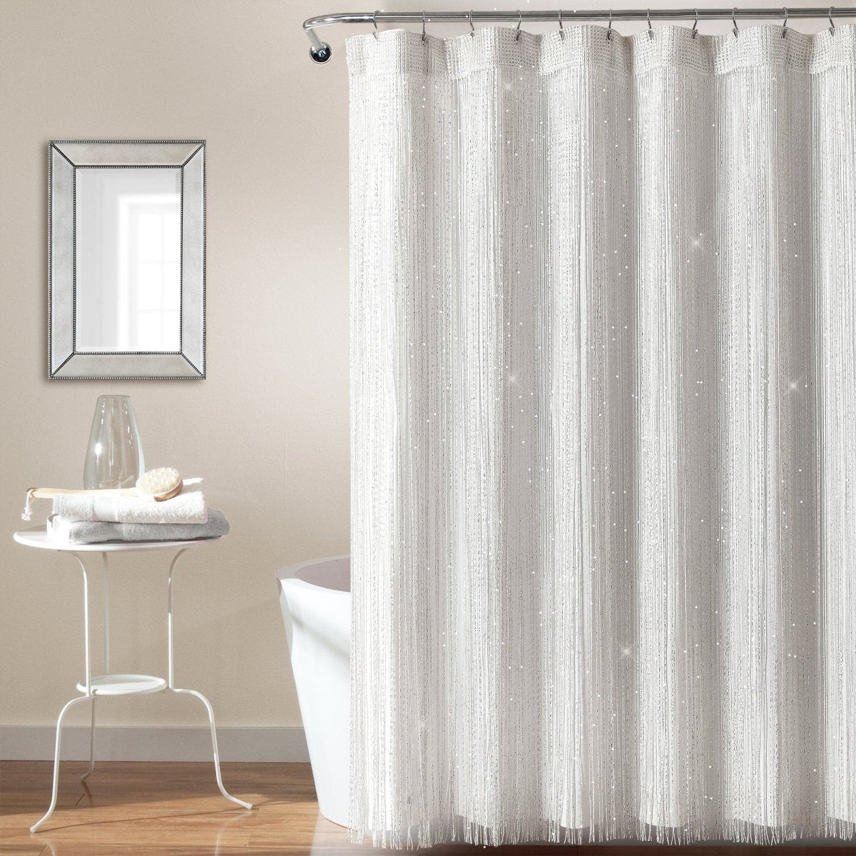 Night Sky String Thread Shower Curtain Set with PEVA Lining