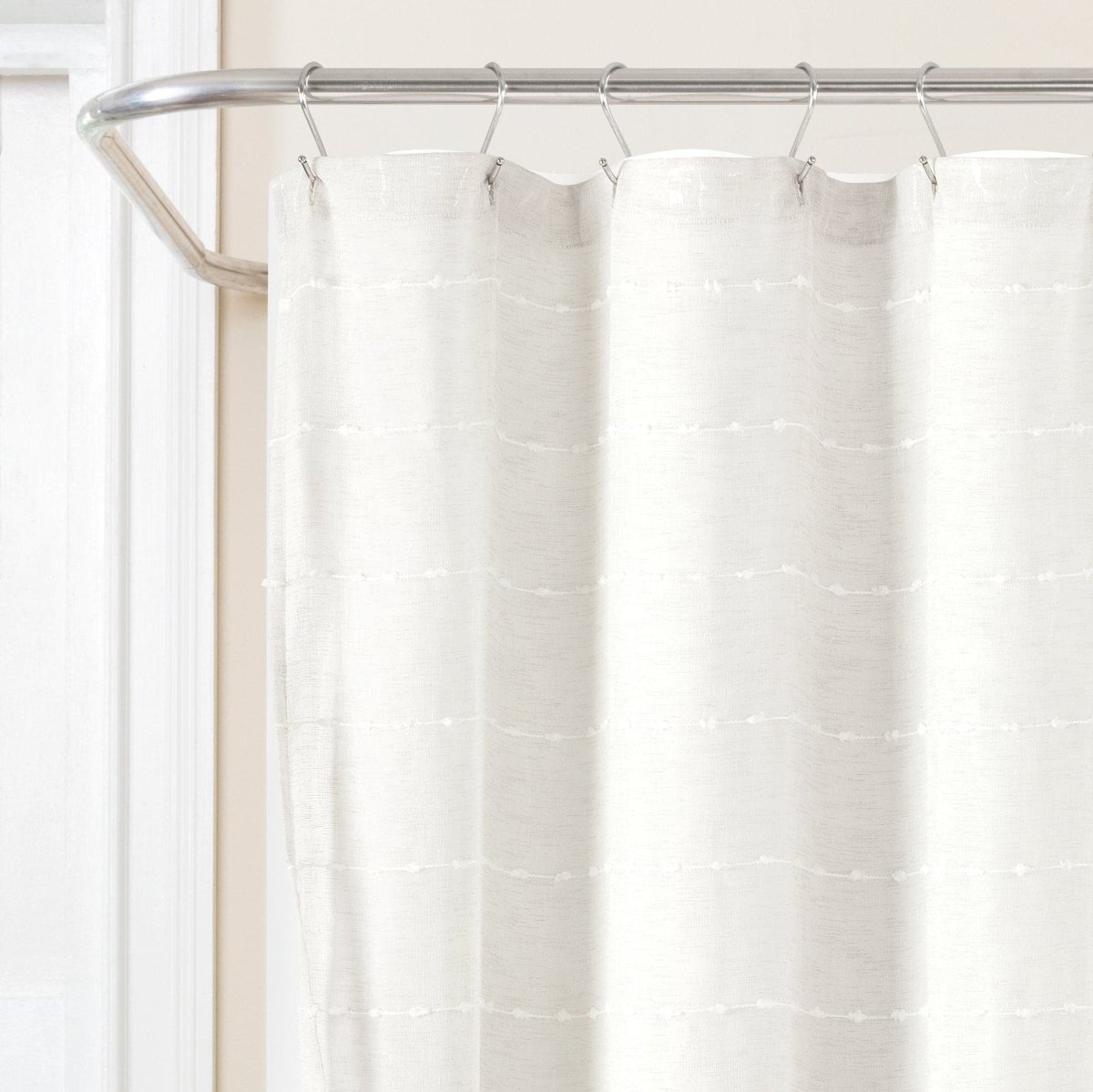 Farmhouse Textured Sheer With PEVA Lining Shower Curtain Set