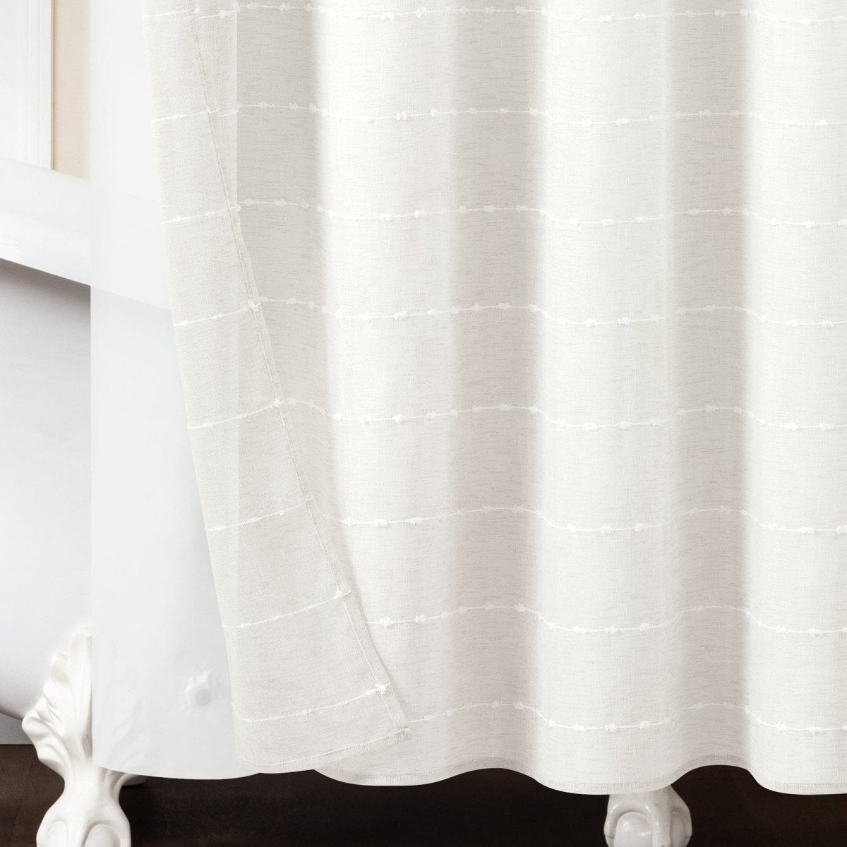 Farmhouse Textured Sheer With PEVA Lining Shower Curtain Set
