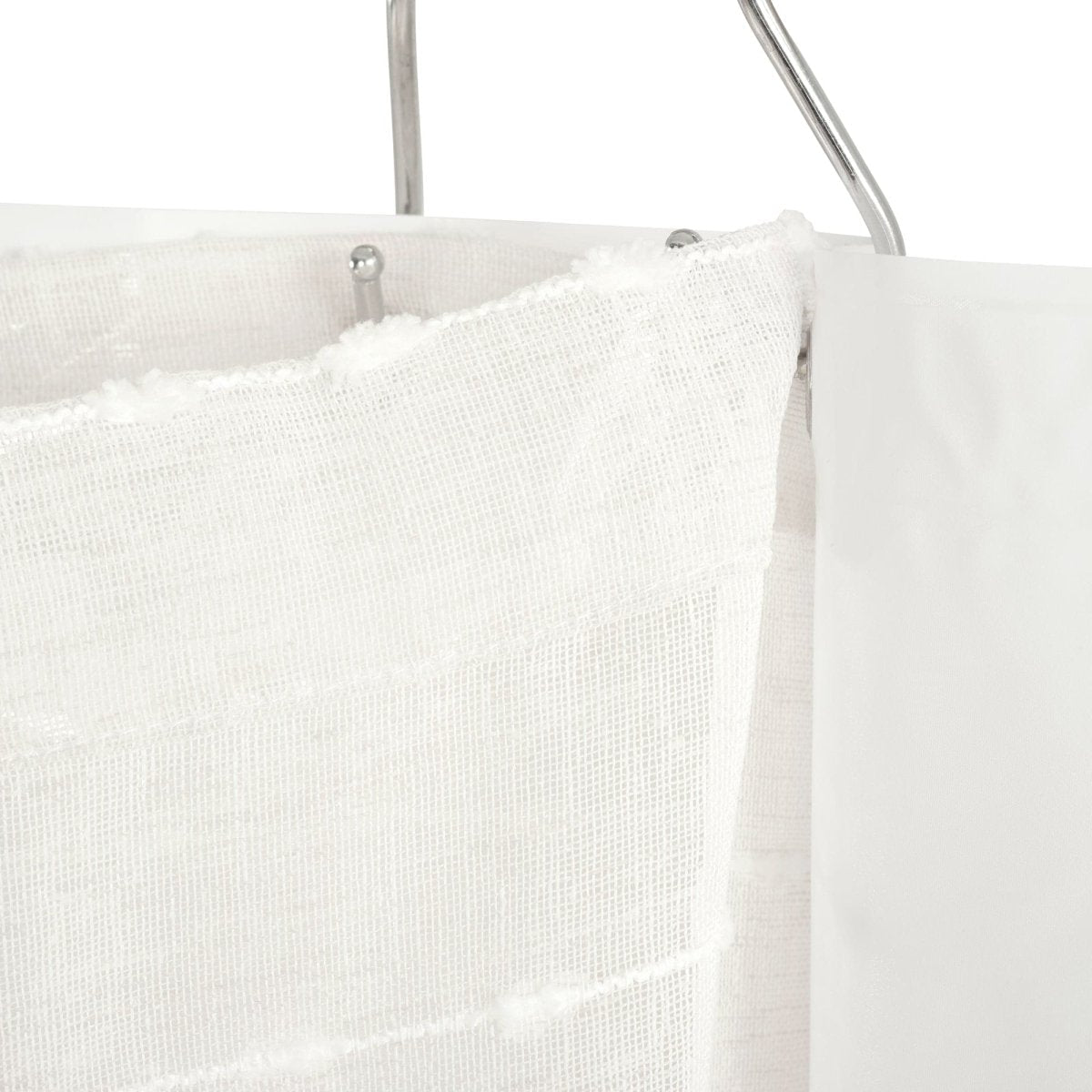 Farmhouse Textured Sheer With PEVA Lining Shower Curtain Set