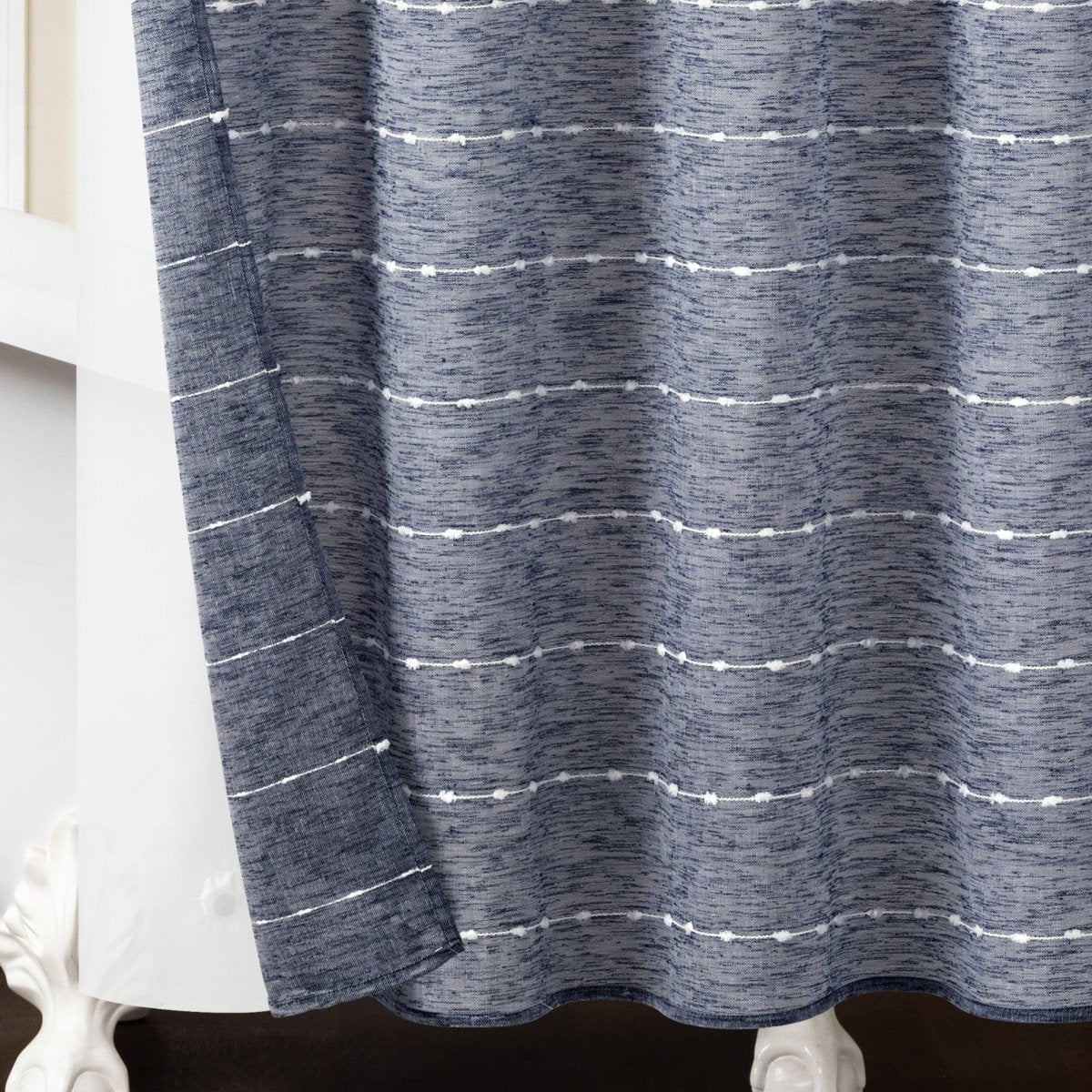 Farmhouse Textured Sheer With PEVA Lining Shower Curtain Set