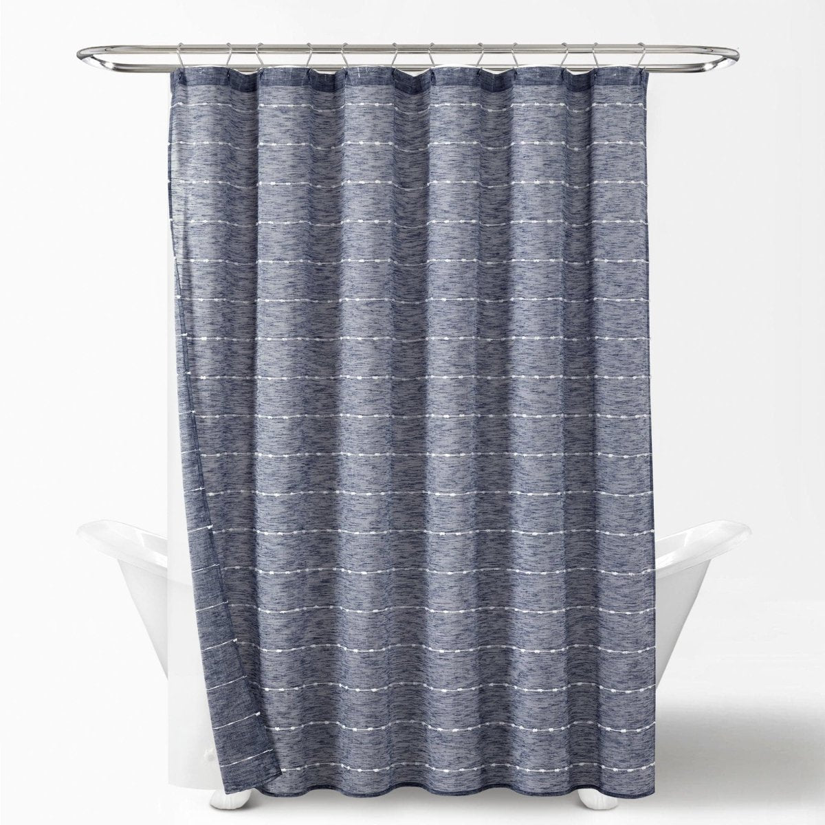 Farmhouse Textured Sheer With PEVA Lining Shower Curtain Set