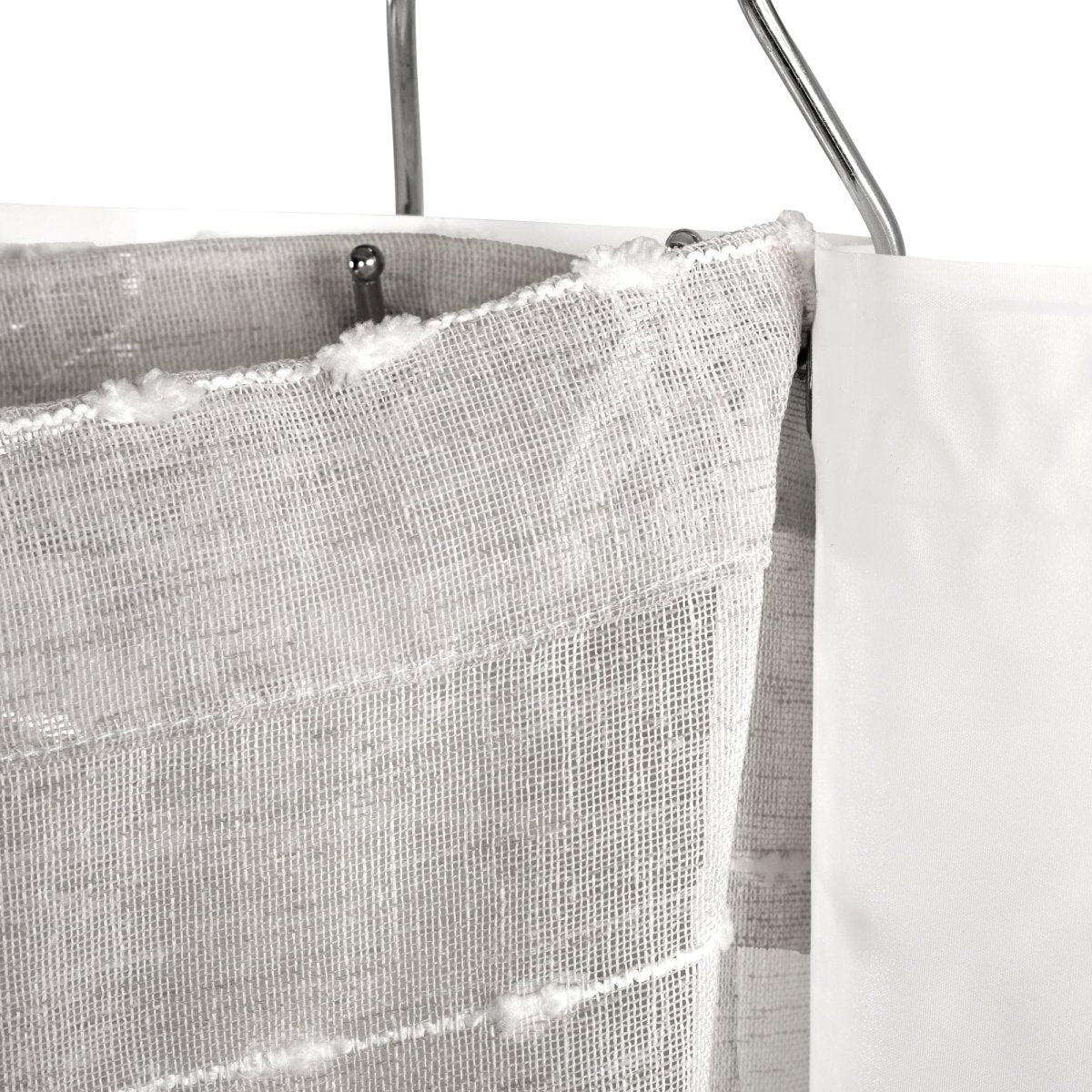 Farmhouse Textured Sheer With PEVA Lining Shower Curtain Set