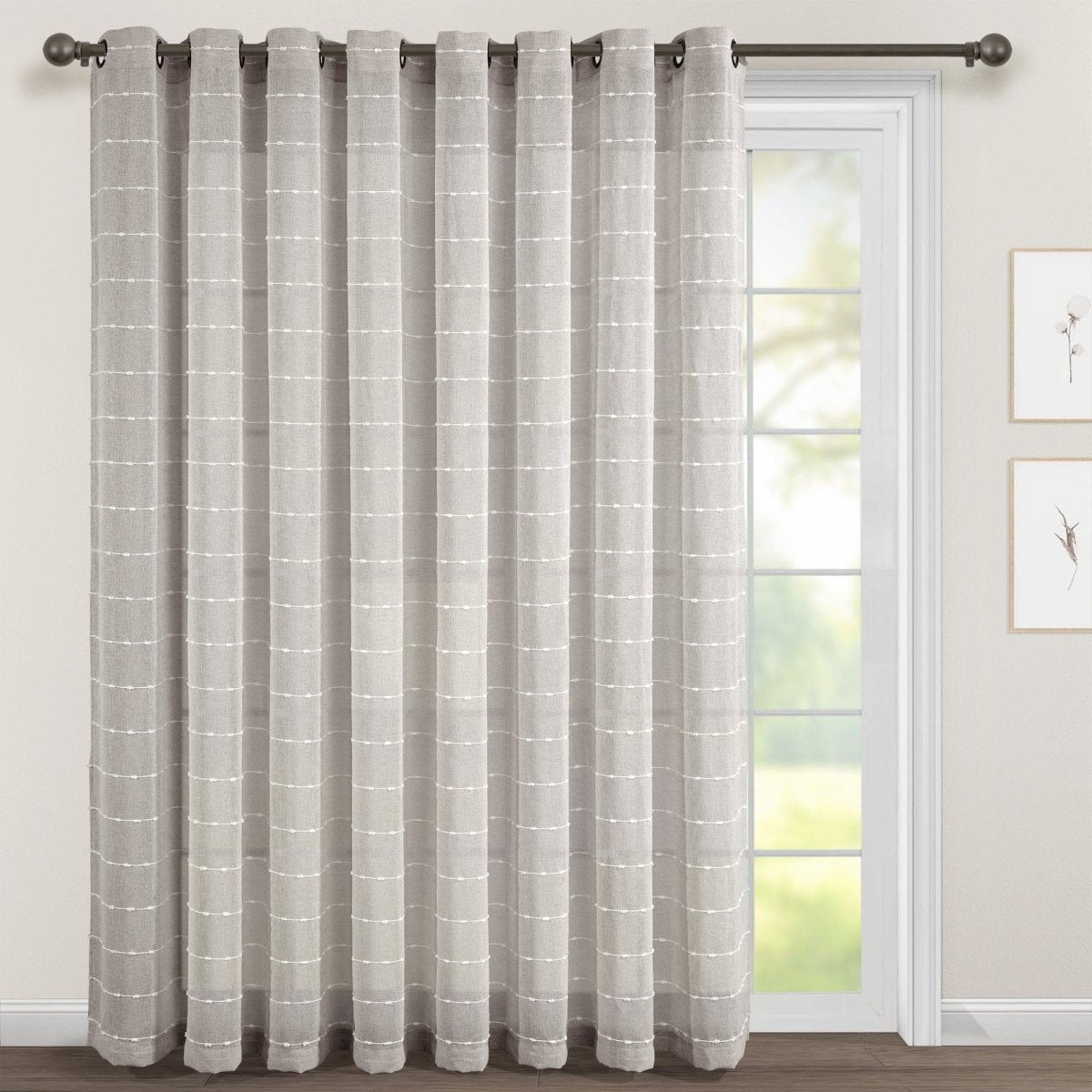 LushDecor Farmhouse Textured Grommet Sheer Ultra Wide Window Curtain Panel