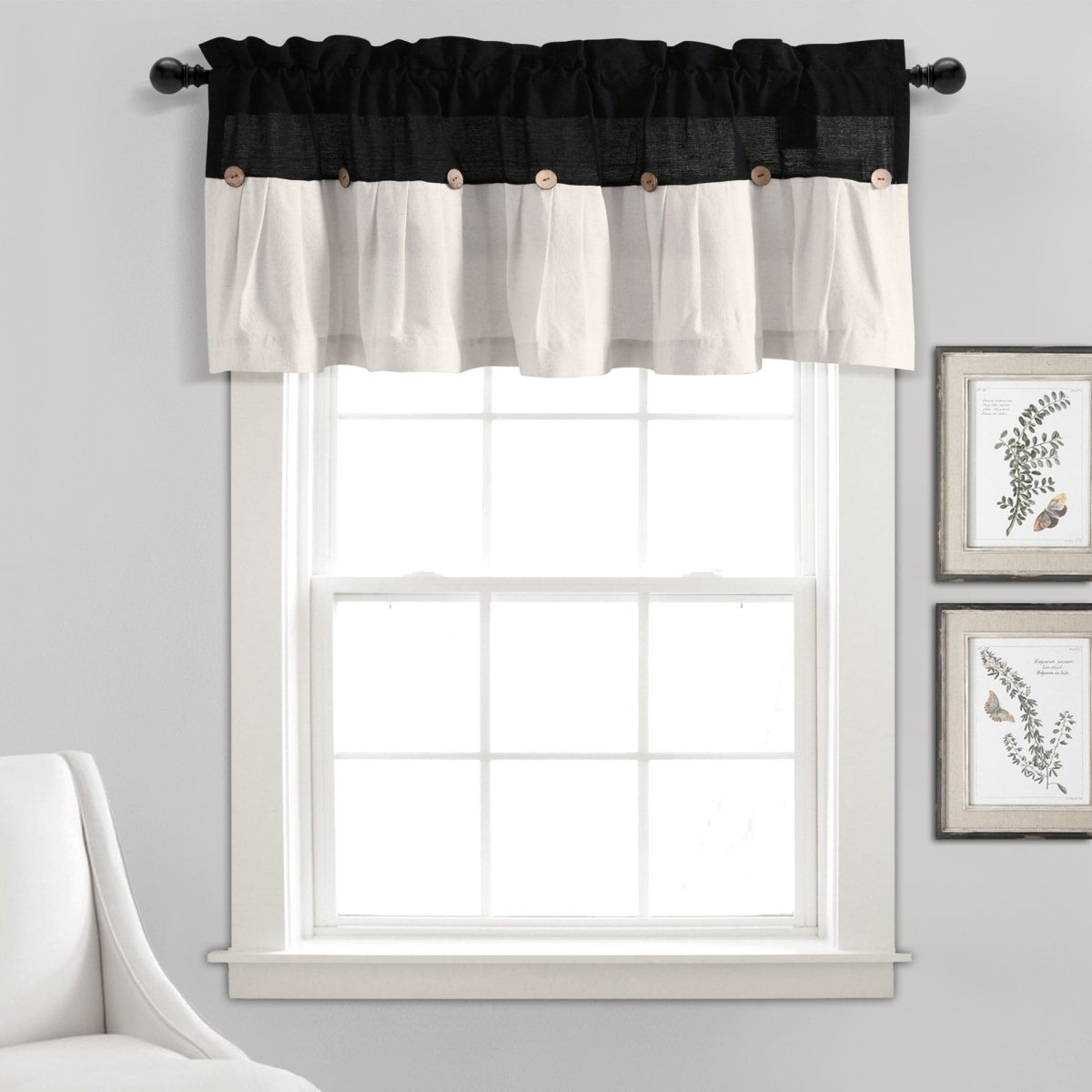 Linen Button Valance Window Panel