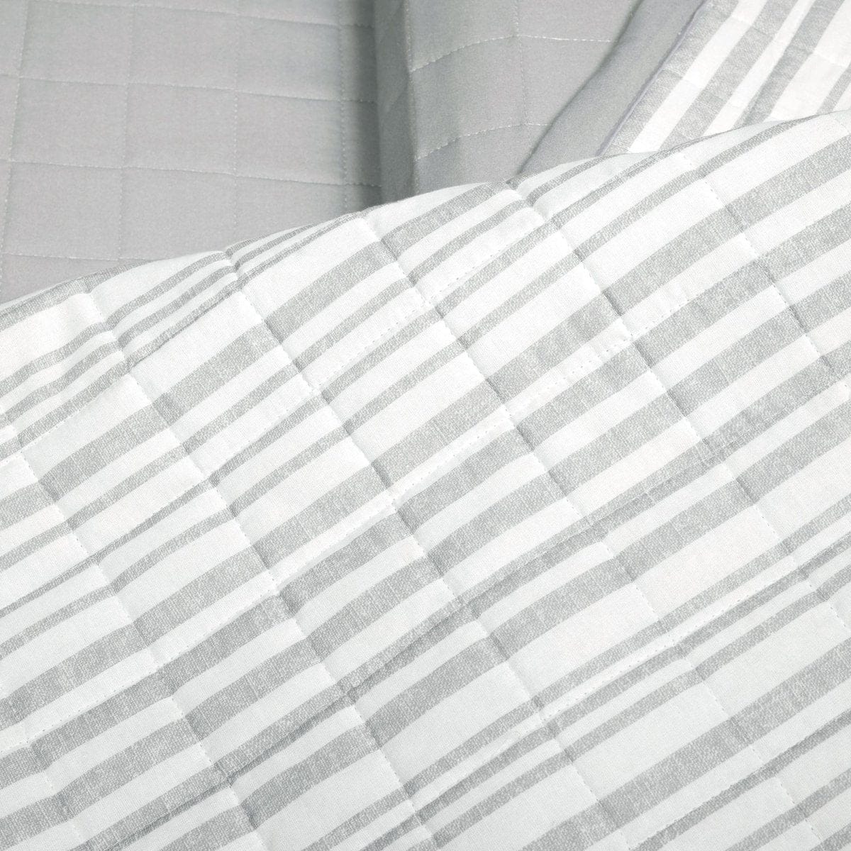 LushDecor Farmhouse Box Stitch And Stripe Cotton Quilt 3 Piece Set - view 2