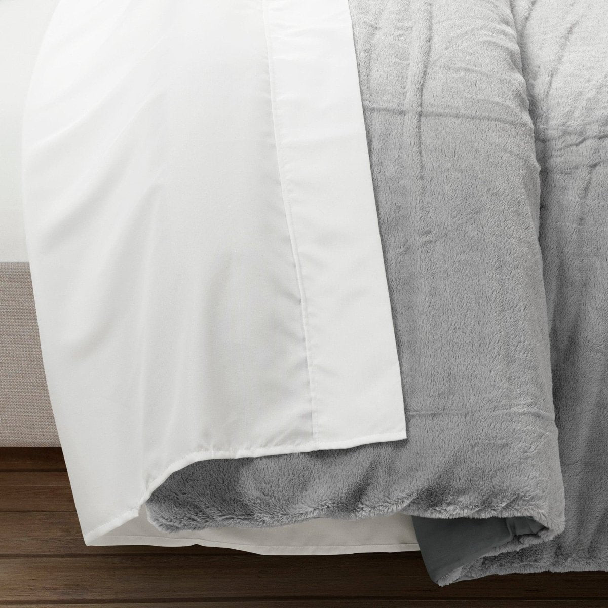 LushDecor Modern Solid Ultra Soft Faux Fur Comforter Bed In A Bag - view 12
