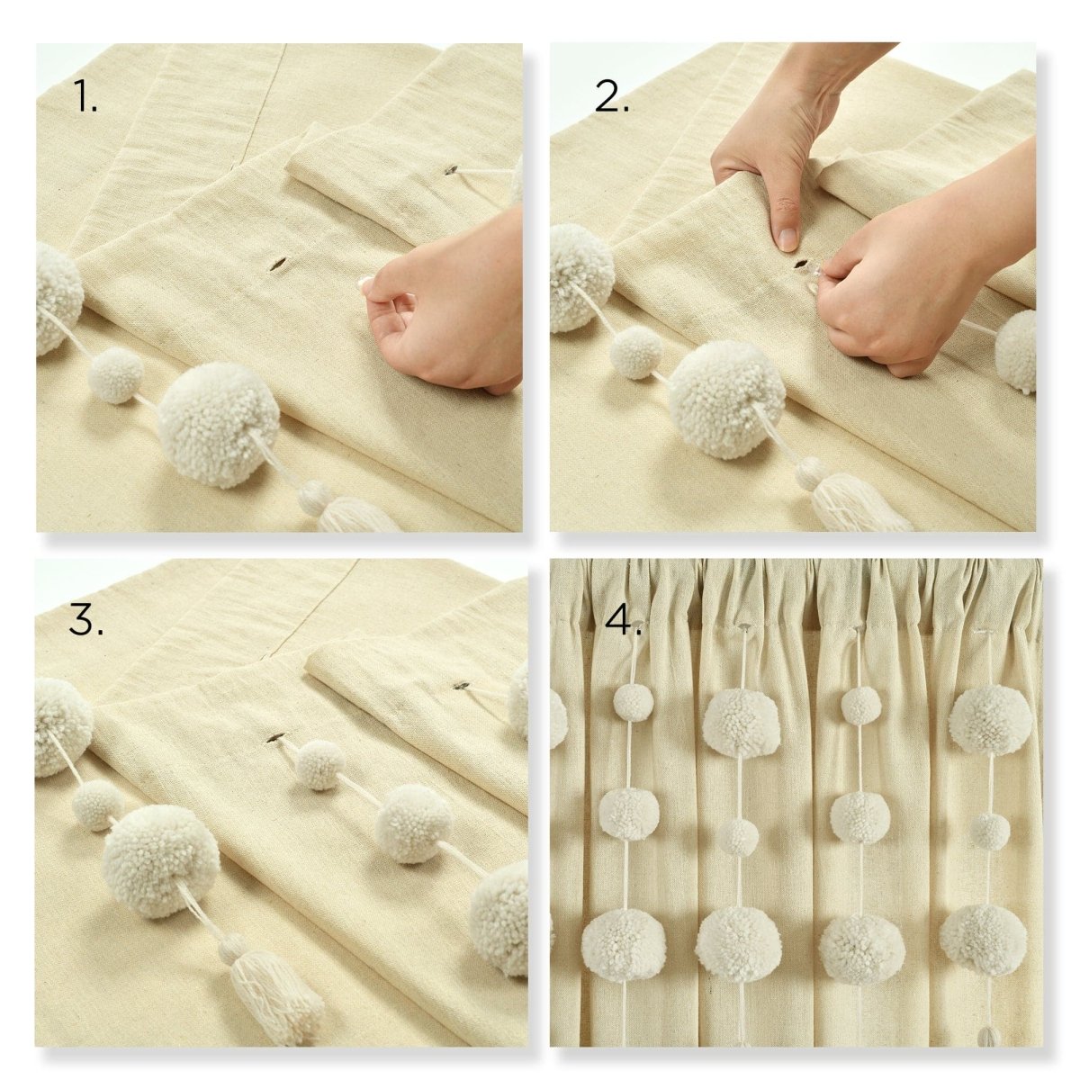 LushDecor Boho Pom Pom Tassel Faux Linen Window Curtain Panel - view 42