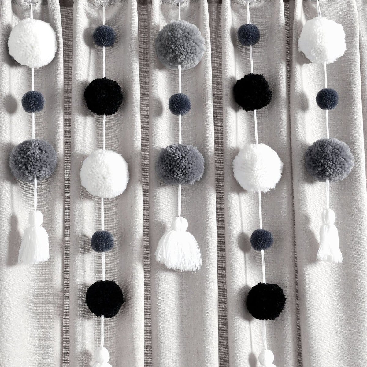 LushDecor Boho Pom Pom Tassel Faux Linen Window Curtain Panel - view 44