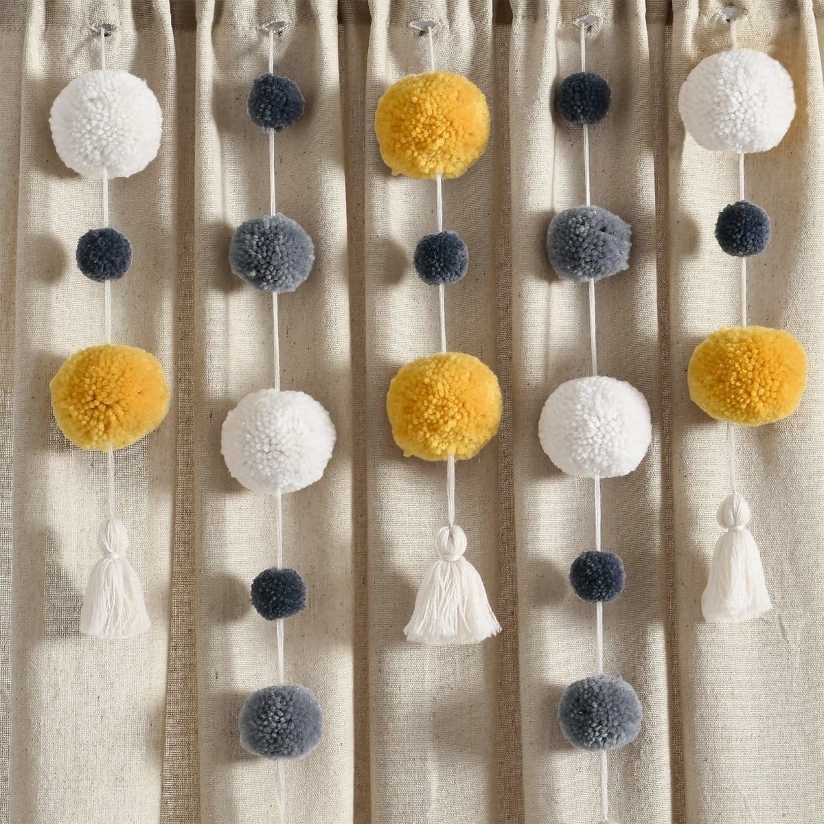 LushDecor Boho Pom Pom Tassel Faux Linen Window Curtain Panel - view 55