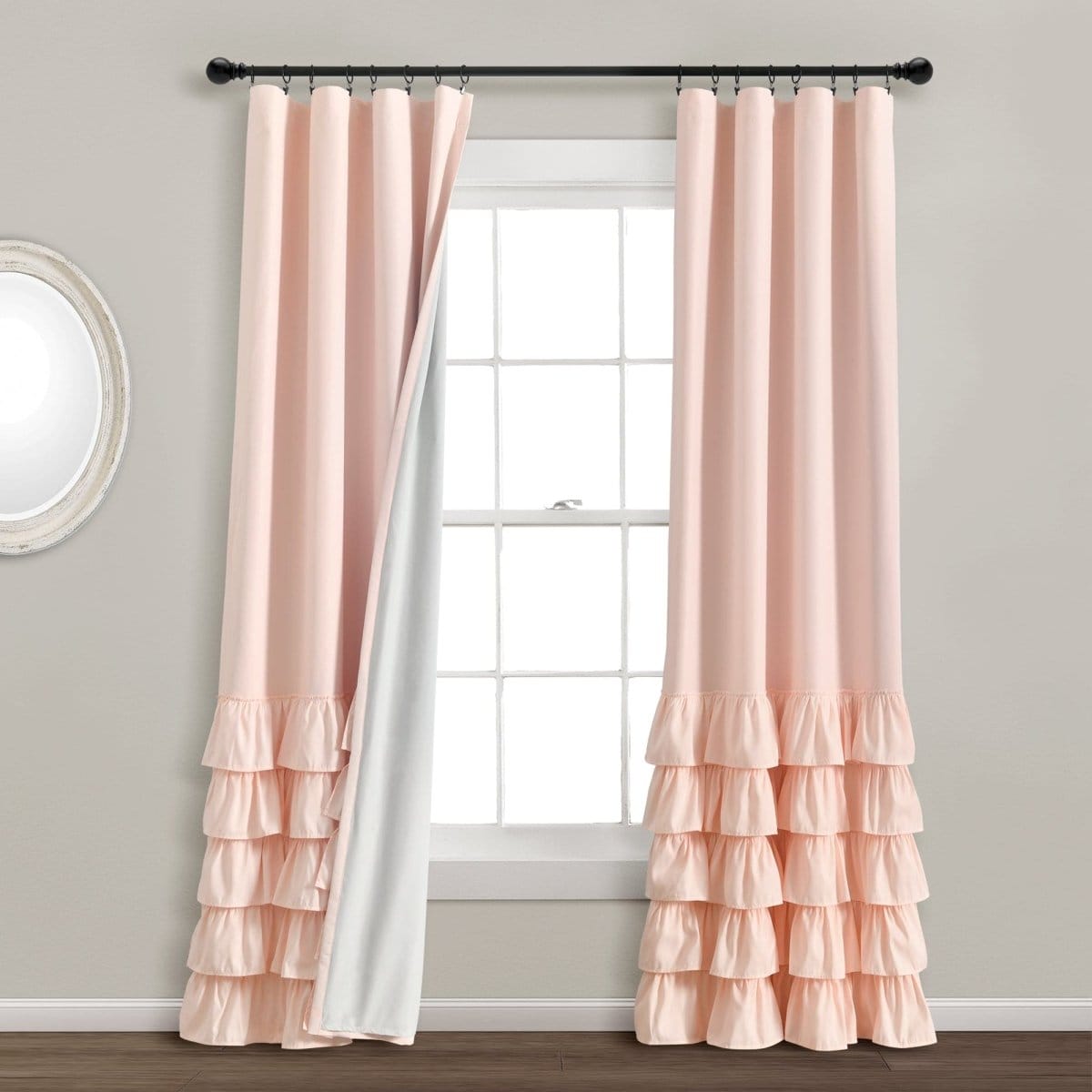 LushDecor Allison Ruffle 100% Blackout Window Curtain Panel