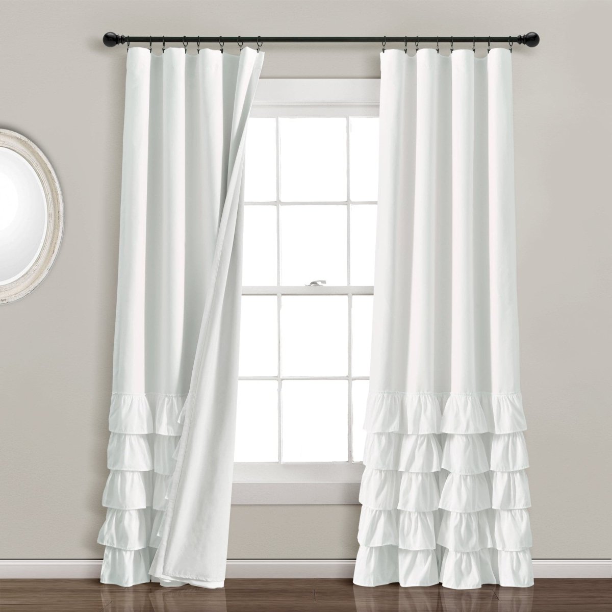 LushDecor Allison Ruffle 100% Blackout Window Curtain Panel - view 8