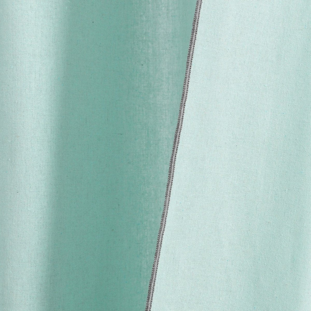 Modern Faux Linen Embroidered Edge Window Curtain Panel Set with Attached Valance