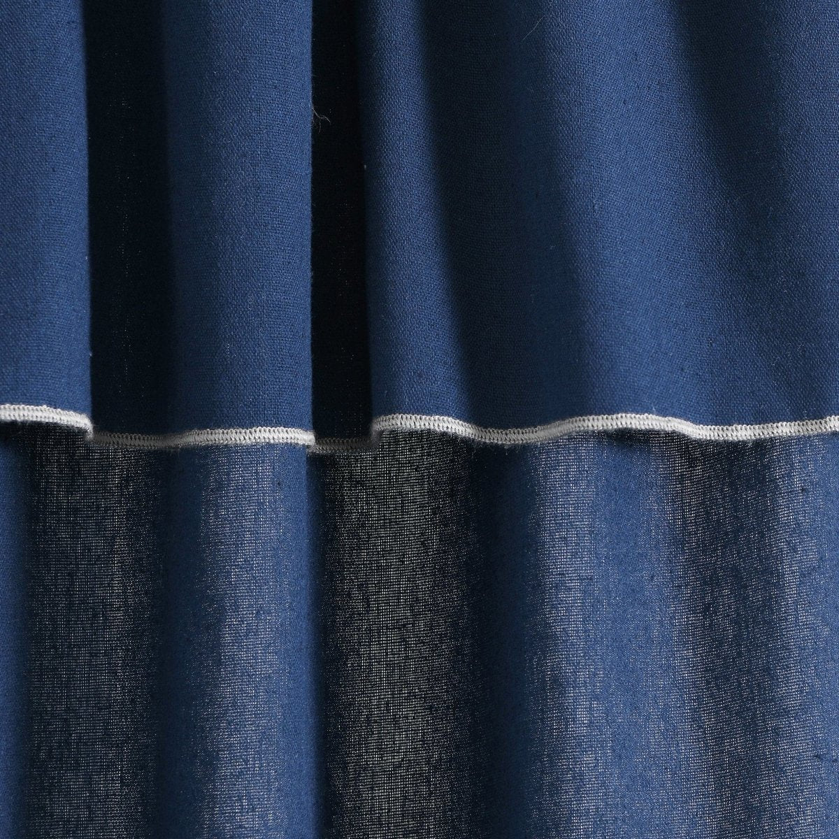 Modern Faux Linen Embroidered Edge Window Curtain Panel Set with Attached Valance