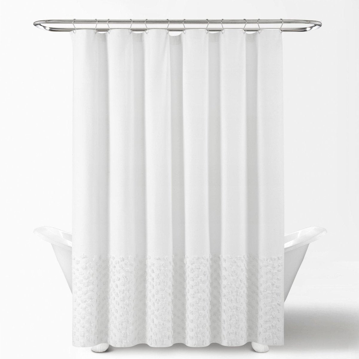 Boho Polka Dot Yarn Dyed Recycled Cotton Blend Shower Curtain