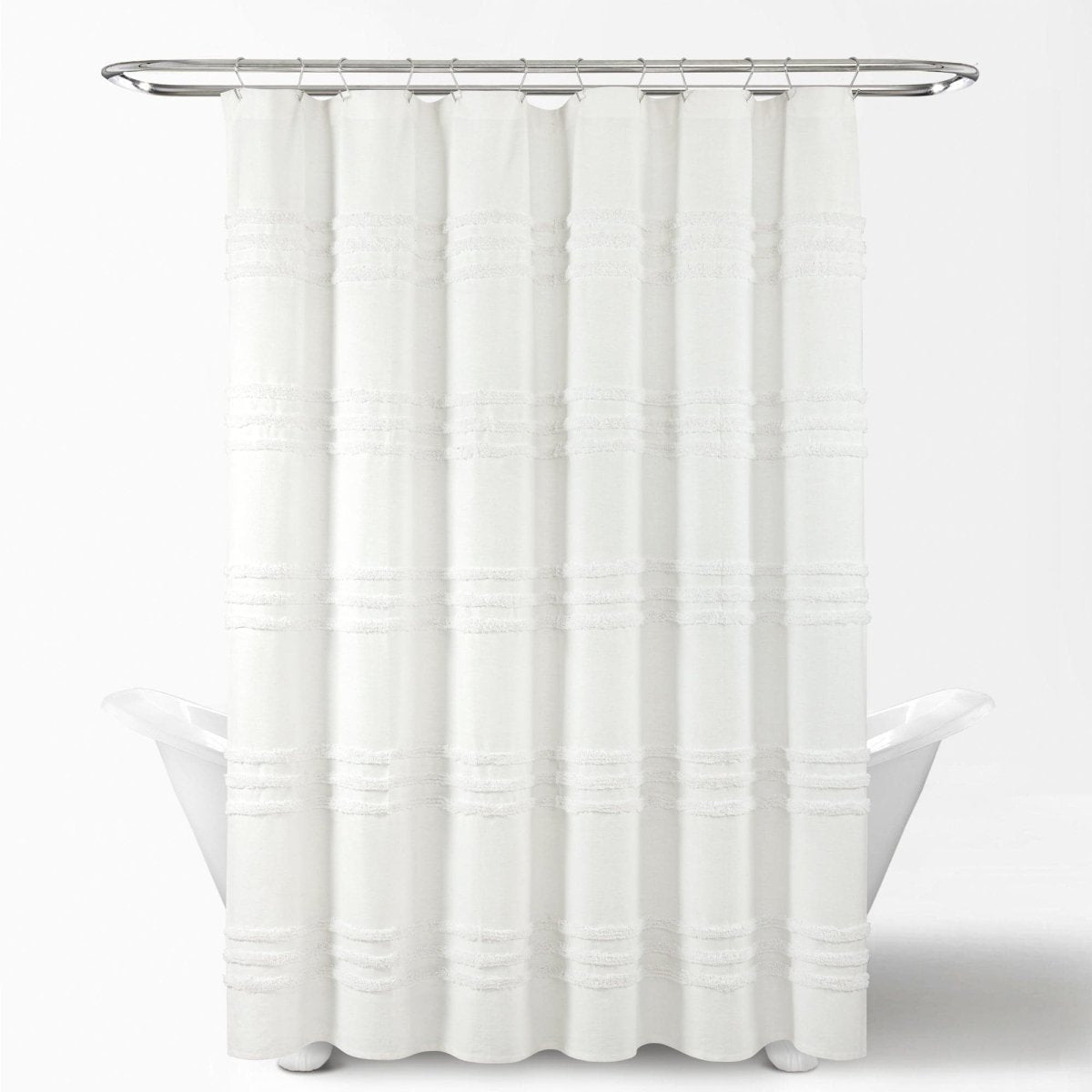 Boho Kendra Tufted Yarn Dyed Recycled Cotton Blend Shower Curtain