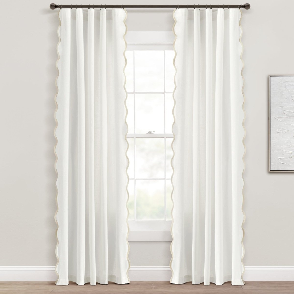 Coastal Chic Scalloped Edge Window Curtain Panel Set