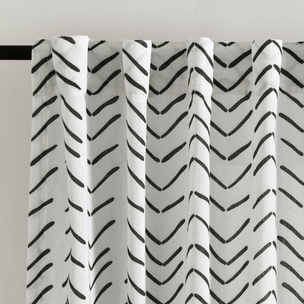 Hygge Modern Arrow Faux Linen Window Curtain Panel Set 2 Pieces