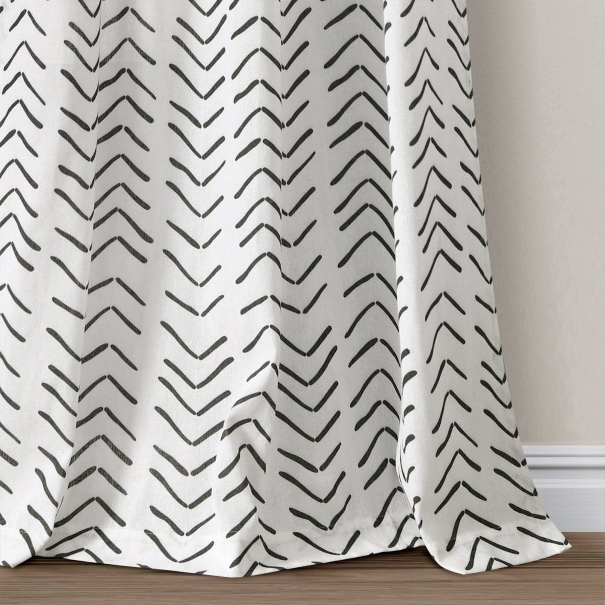 Hygge Modern Arrow Faux Linen Window Curtain Panel Set 2 Pieces