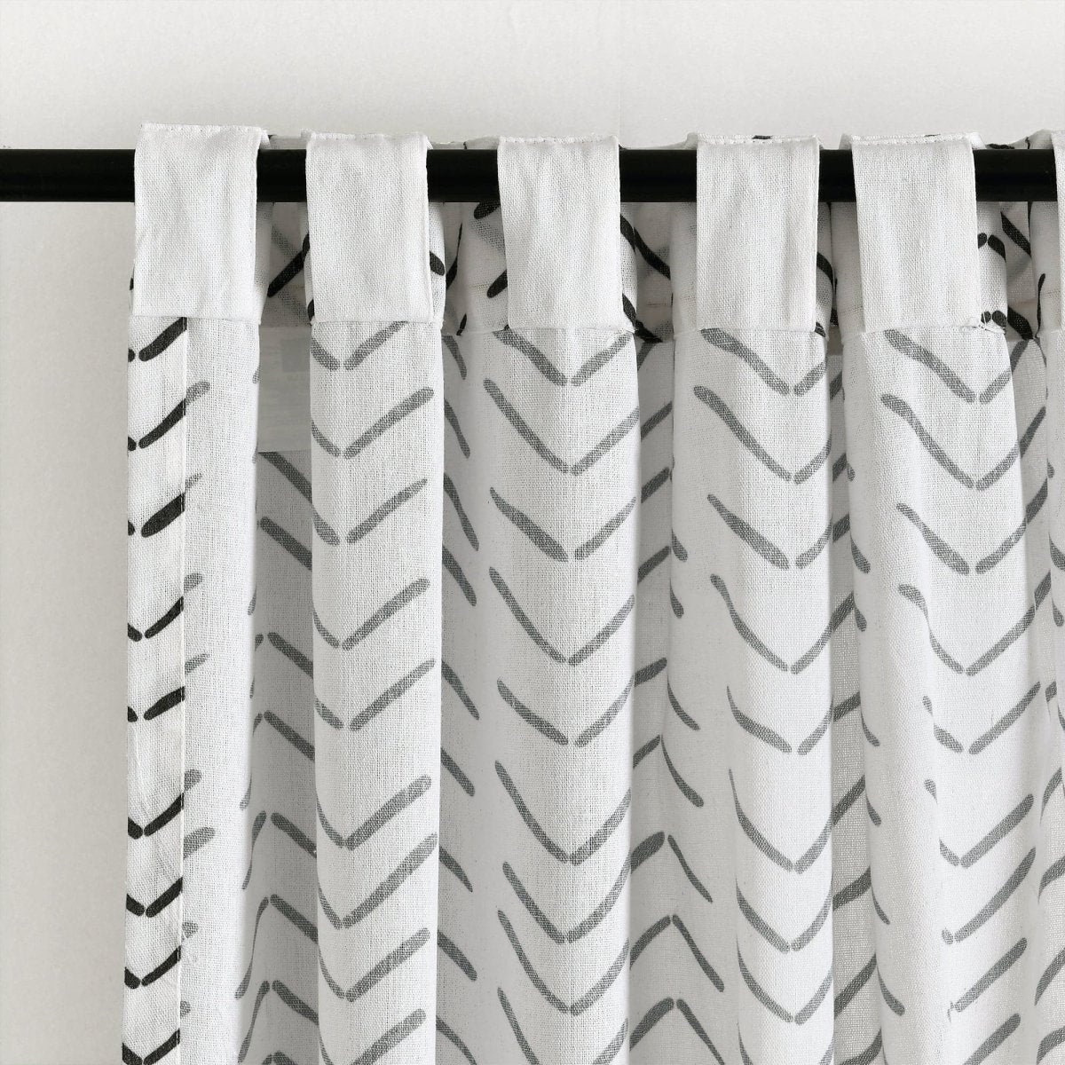 Hygge Modern Arrow Faux Linen Window Curtain Panel Set 2 Pieces