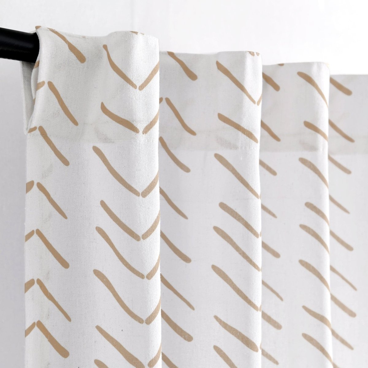 Hygge Modern Arrow Faux Linen Window Curtain Panel Set 2 Pieces