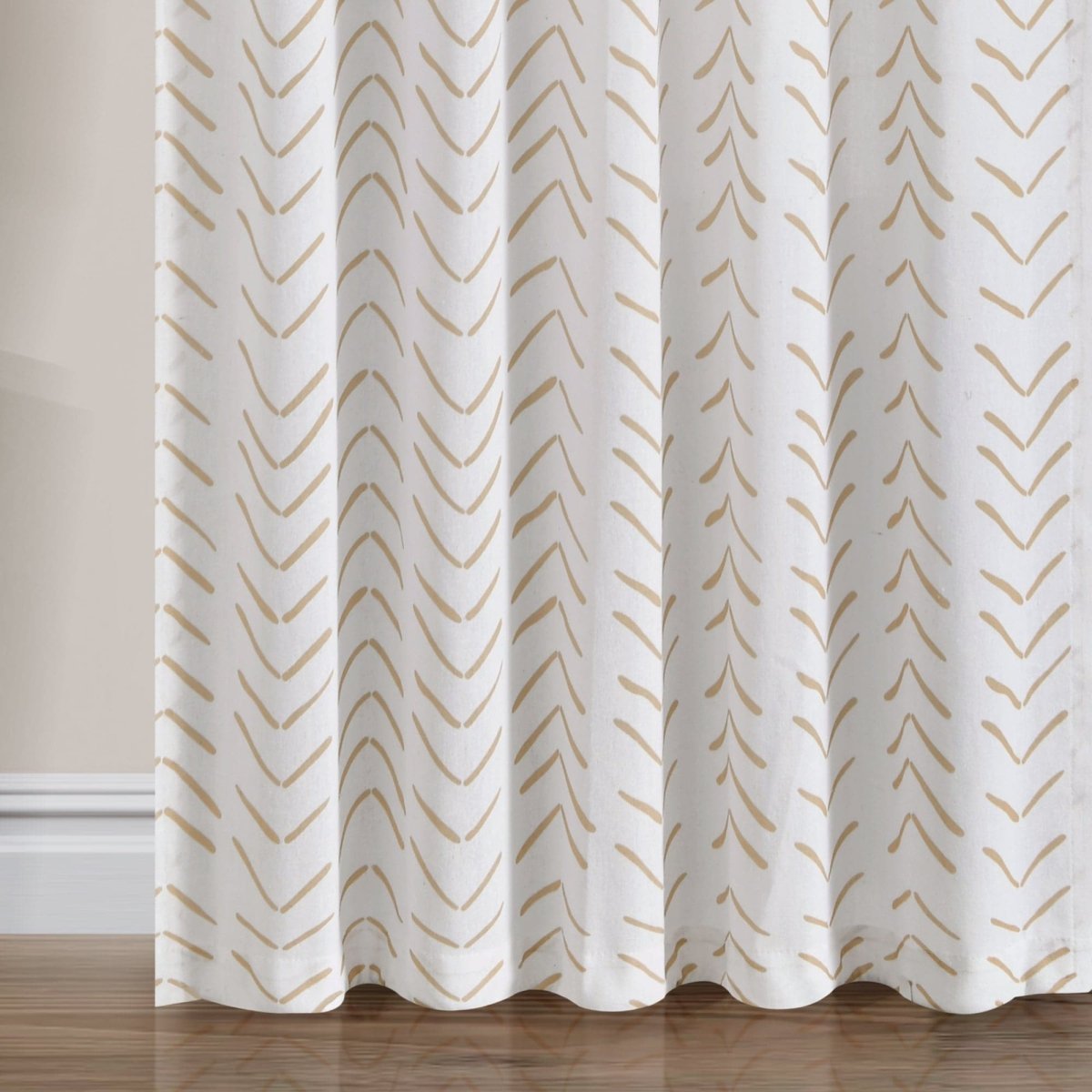 Hygge Modern Arrow Faux Linen Window Curtain Panel Set 2 Pieces
