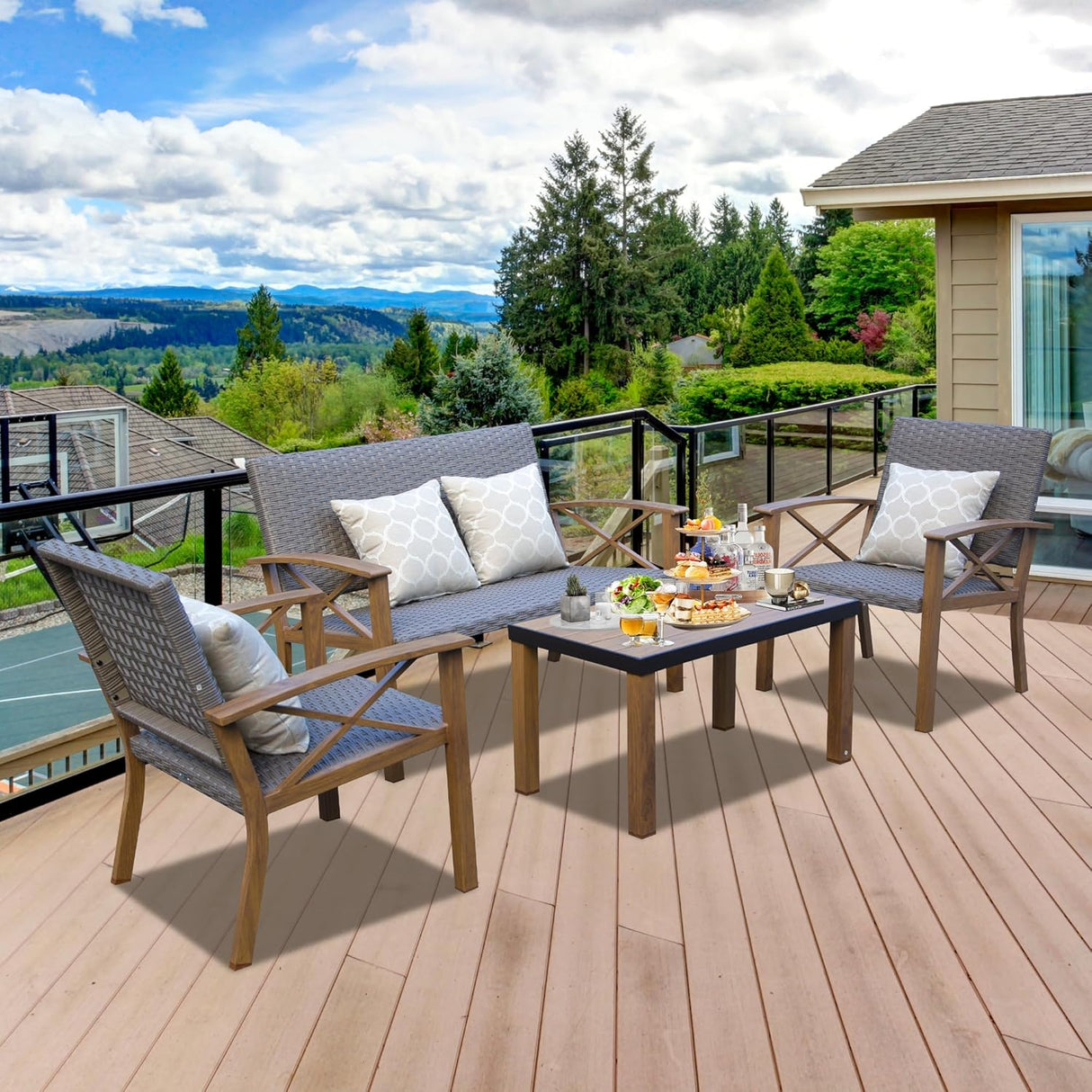 Aluminum Patio Furniture Set, 4-Piece Modern Conversation Set