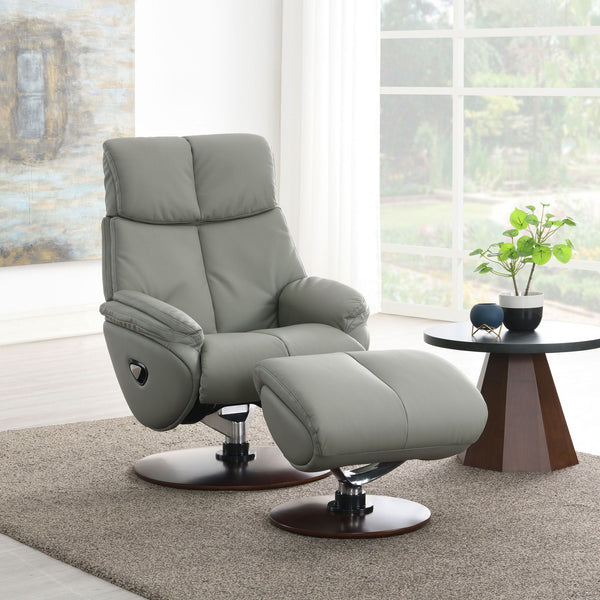 Kandoro - Top Grain Leather Accent Chair With Swivel & Ottoman - Gray - Best Buy Furniture